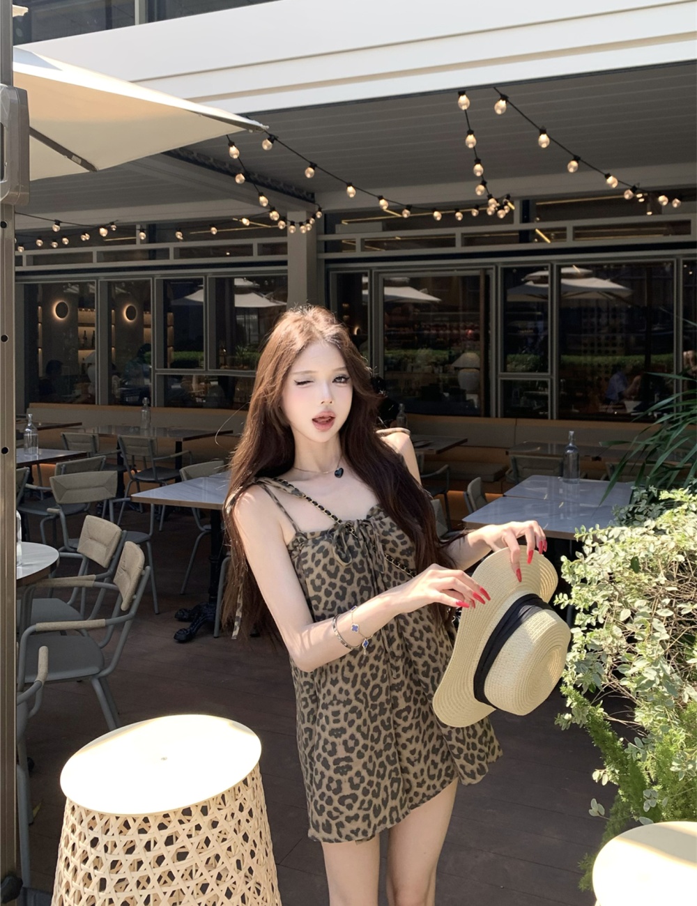 Leopard unique tops sling small shirt