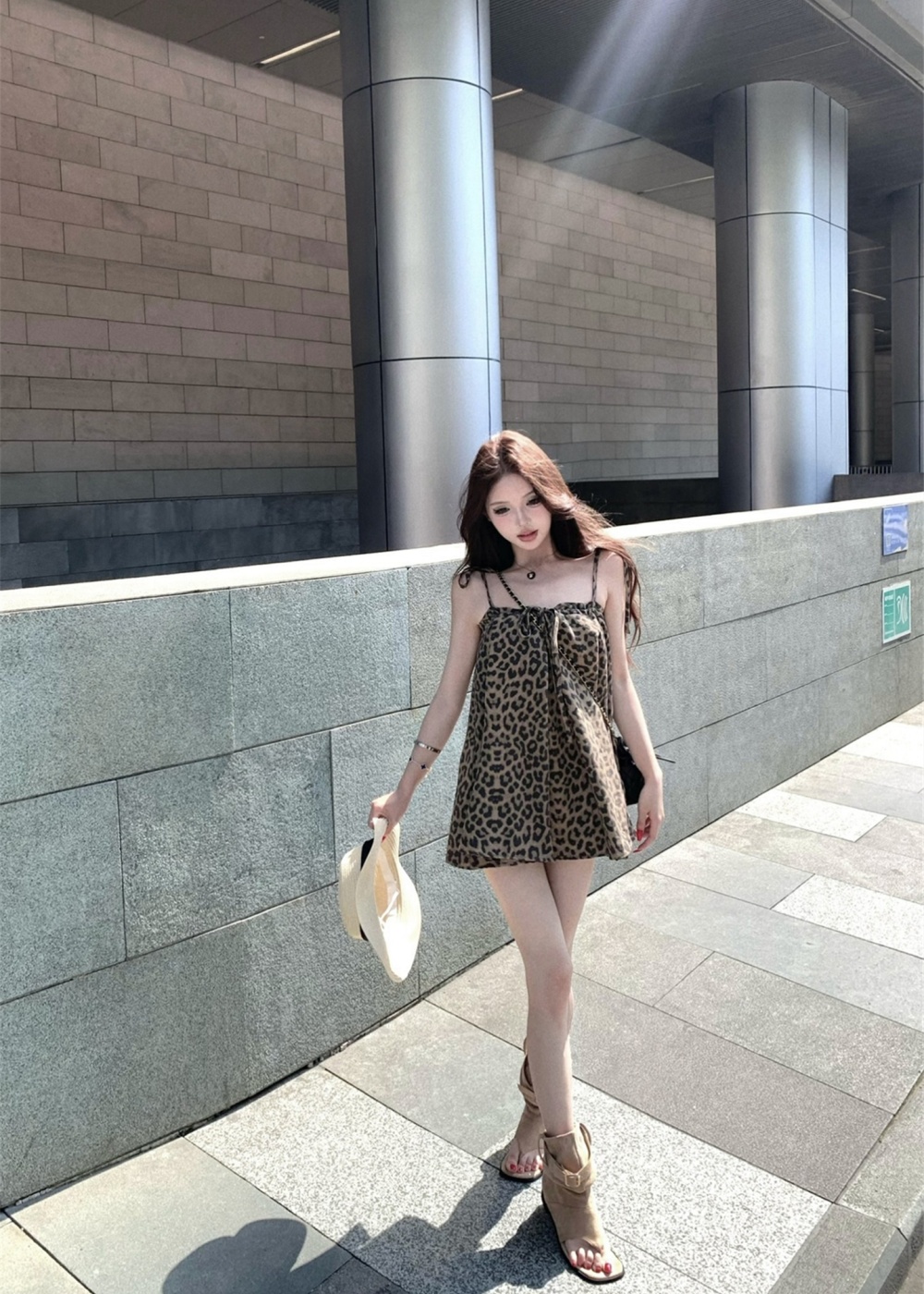 Leopard unique tops sling small shirt