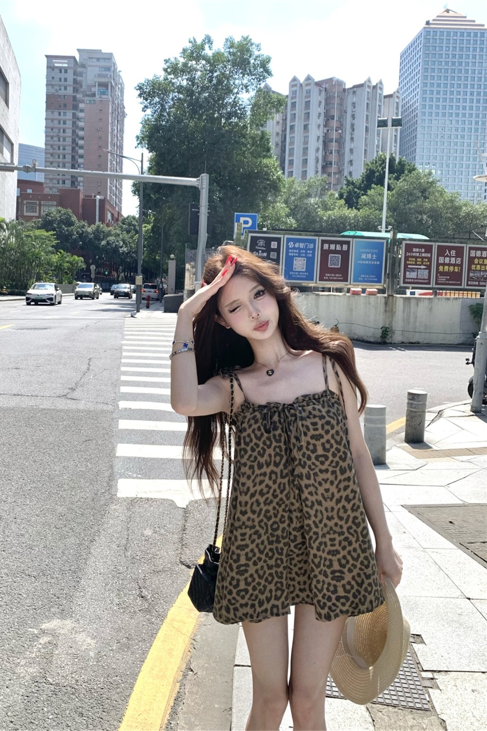Leopard unique tops sling small shirt