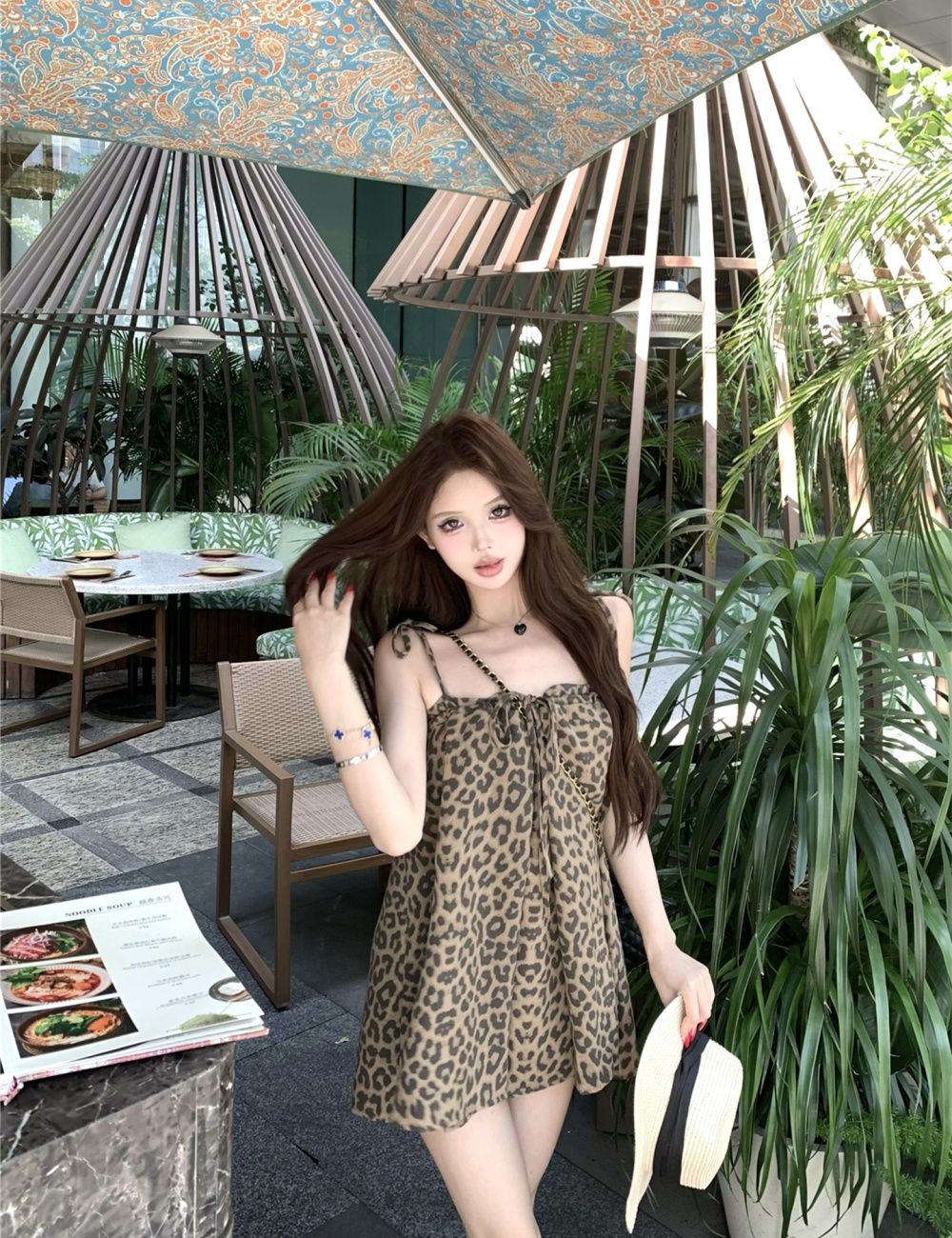 Leopard unique tops sling small shirt