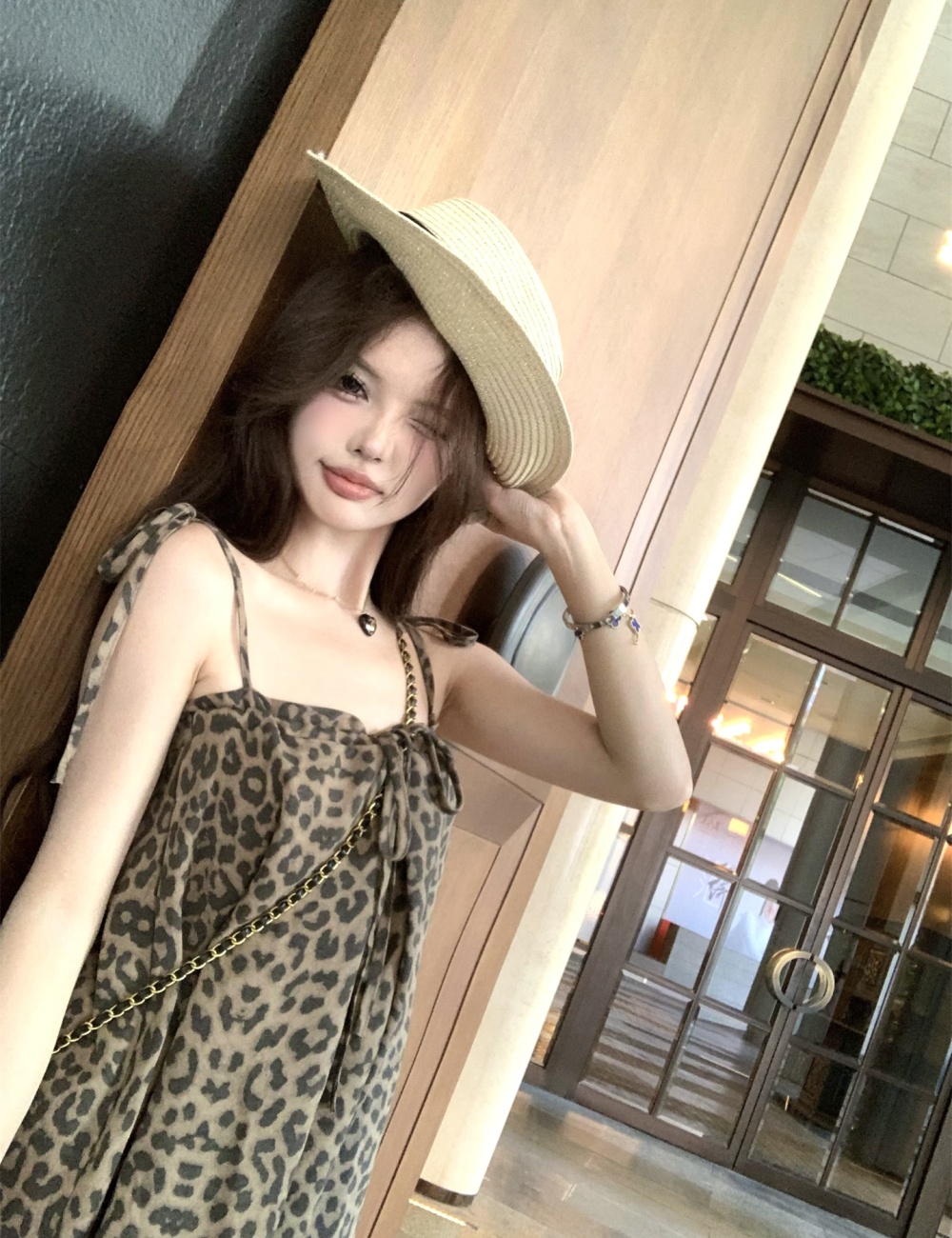 Leopard unique tops sling small shirt