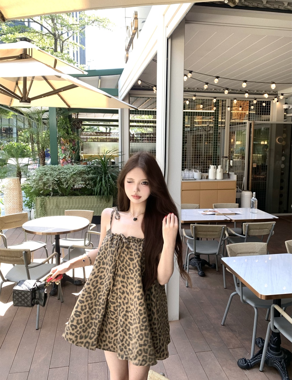 Leopard unique tops sling small shirt