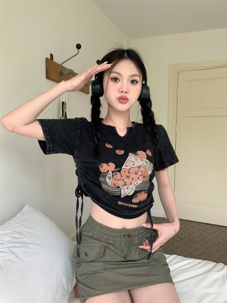Washed retro American style T-shirt