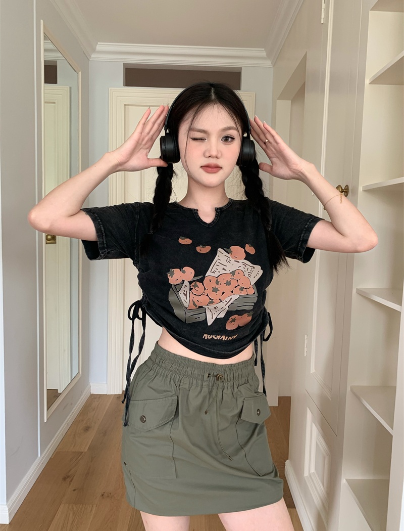 Washed retro American style T-shirt