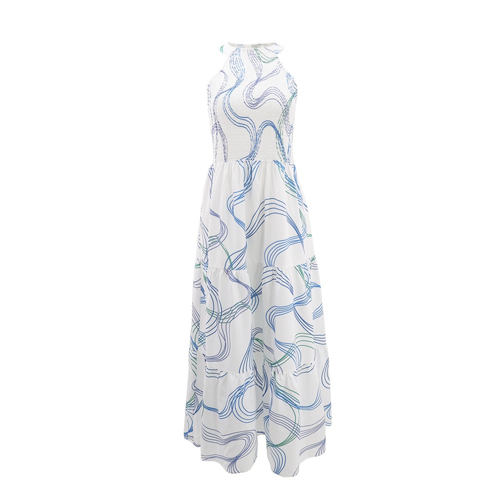 A-line halter sleeveless dress for women