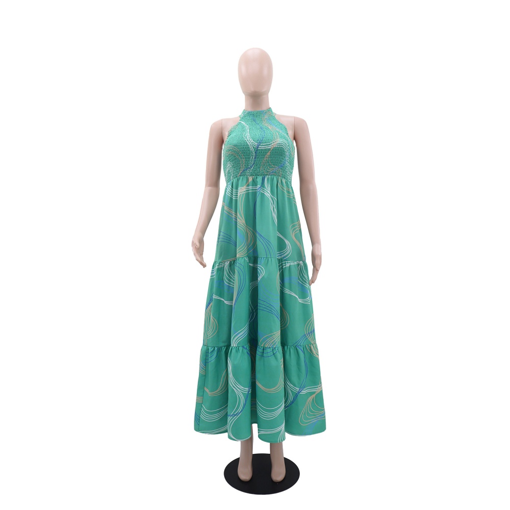 A-line halter sleeveless dress for women