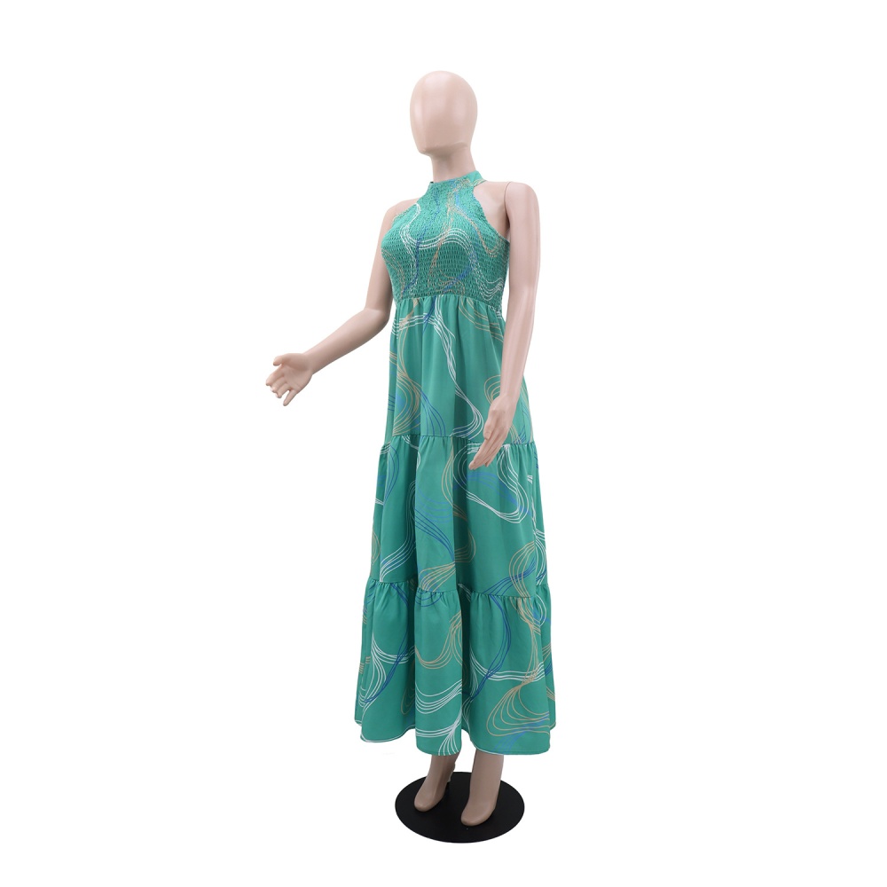 A-line halter sleeveless dress for women