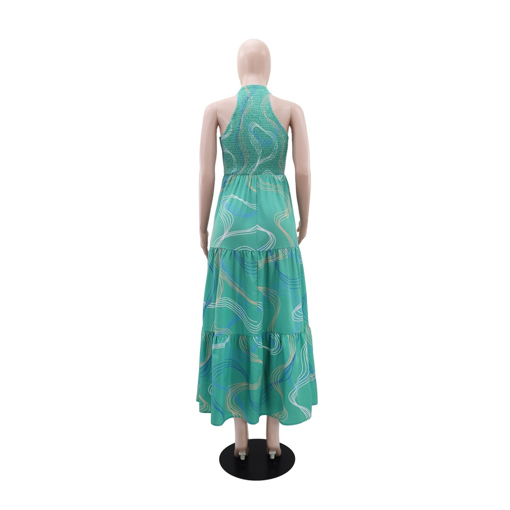 A-line halter sleeveless dress for women