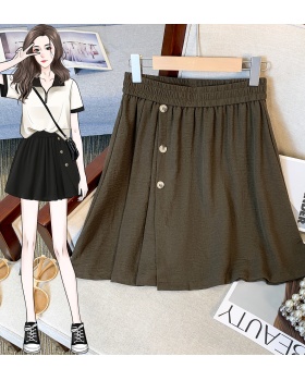 Five tenths wide leg ice silk short slim summer culottes