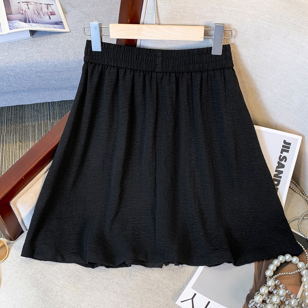 Five tenths wide leg ice silk short slim summer culottes