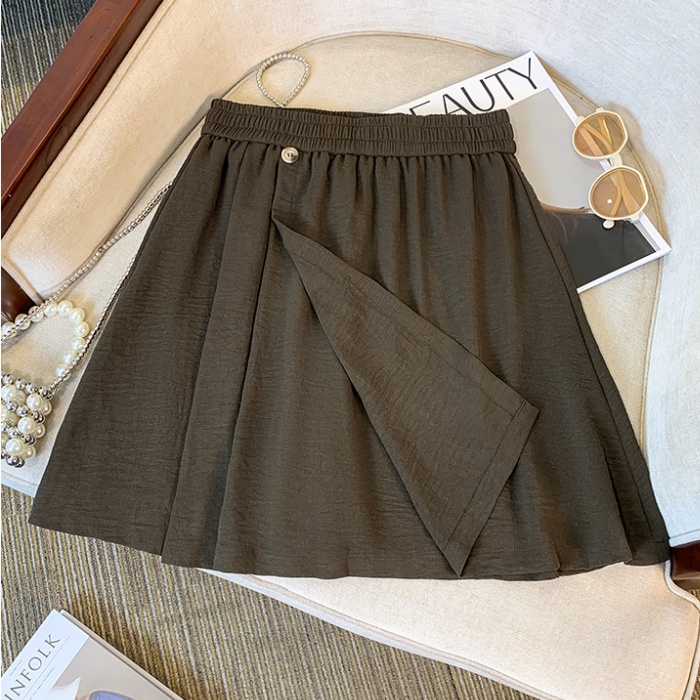 Five tenths wide leg ice silk short slim summer culottes