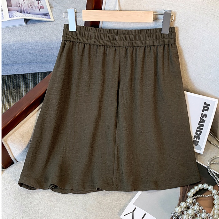 Five tenths wide leg ice silk short slim summer culottes