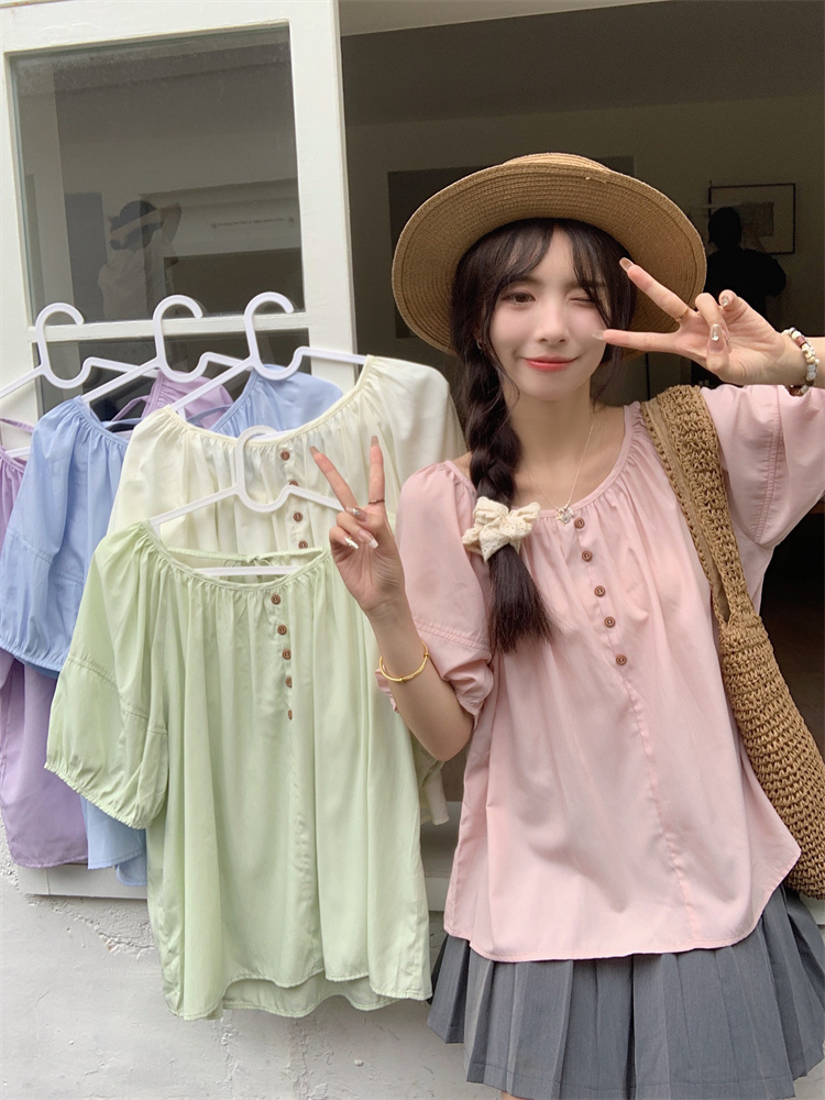 Puff sleeve summer France style niche unique tops for women