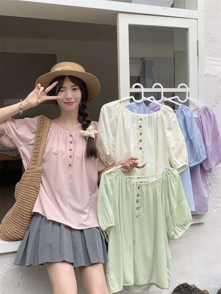 Puff sleeve summer France style niche unique tops for women