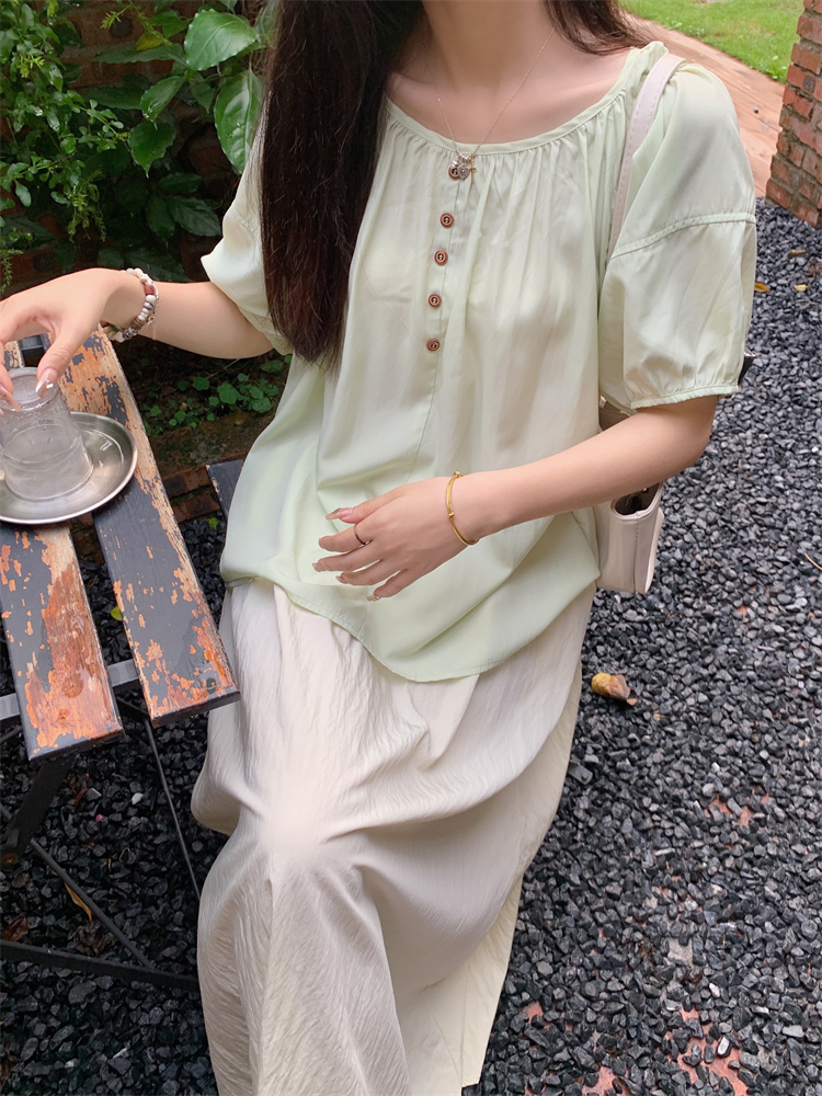 Puff sleeve summer France style niche unique tops for women