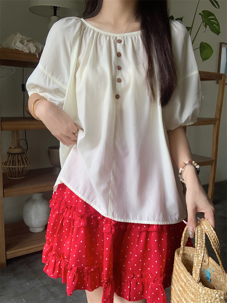 Puff sleeve summer France style niche unique tops for women