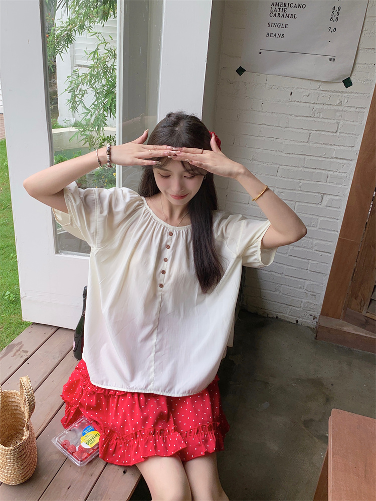 Puff sleeve summer France style niche unique tops for women