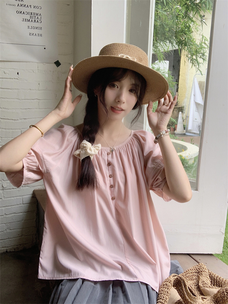 Puff sleeve summer France style niche unique tops for women