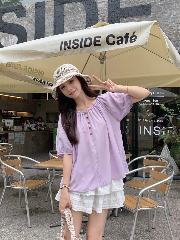 Puff sleeve summer France style niche unique tops for women