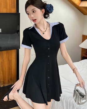Enticement summer T-back V-neck Pseudo-two shirt