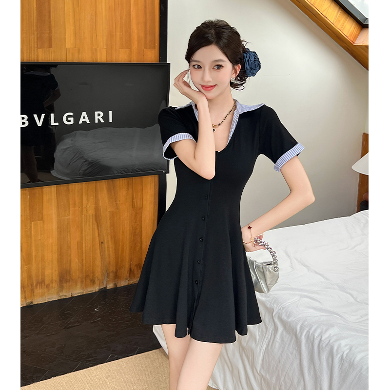 Enticement summer T-back V-neck Pseudo-two shirt