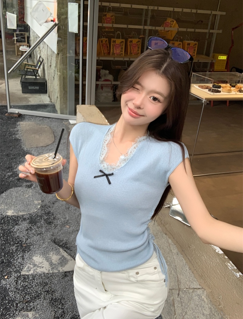 Enticement splice bottoming tops slim short sleeve T-shirt