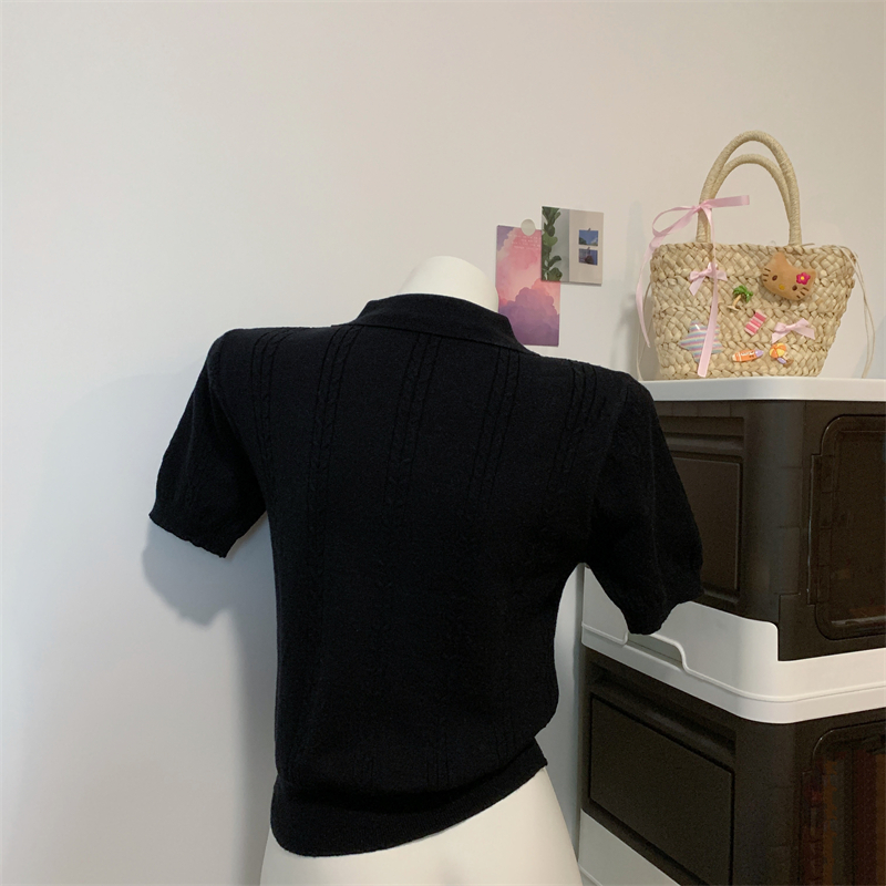 Slim pullover sweater bow embroidery tops for women