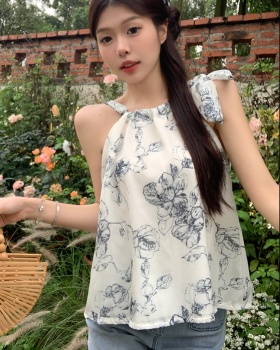 Niche sling wears outside tops retro printing ink vest