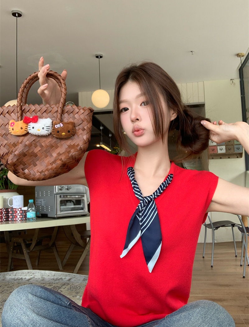 Niche with scarves slim Casual summer all-match tops