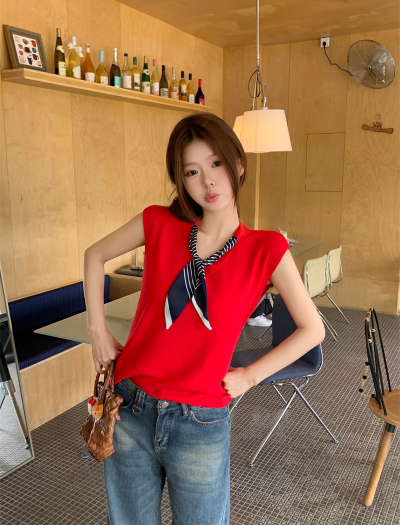 Niche with scarves slim Casual summer all-match tops