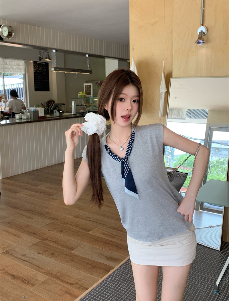 Niche with scarves slim Casual summer all-match tops