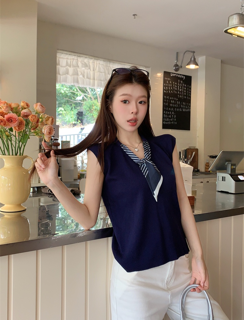 Niche with scarves slim Casual summer all-match tops
