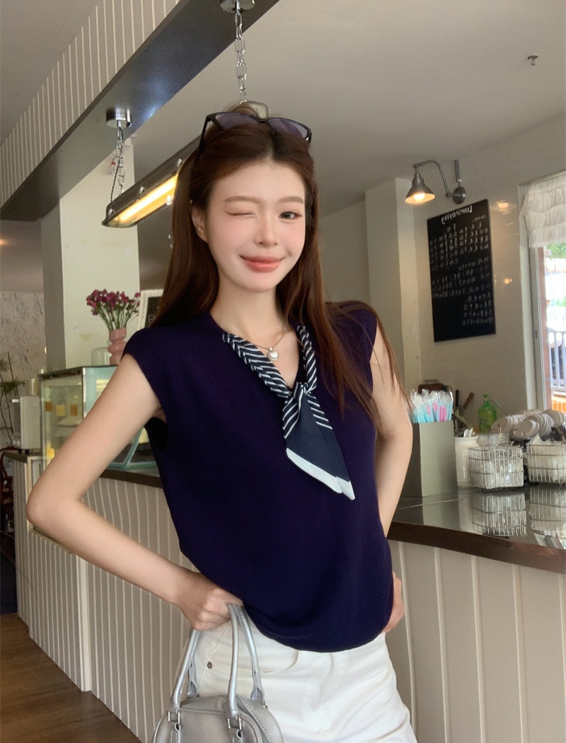 Niche with scarves slim Casual summer all-match tops
