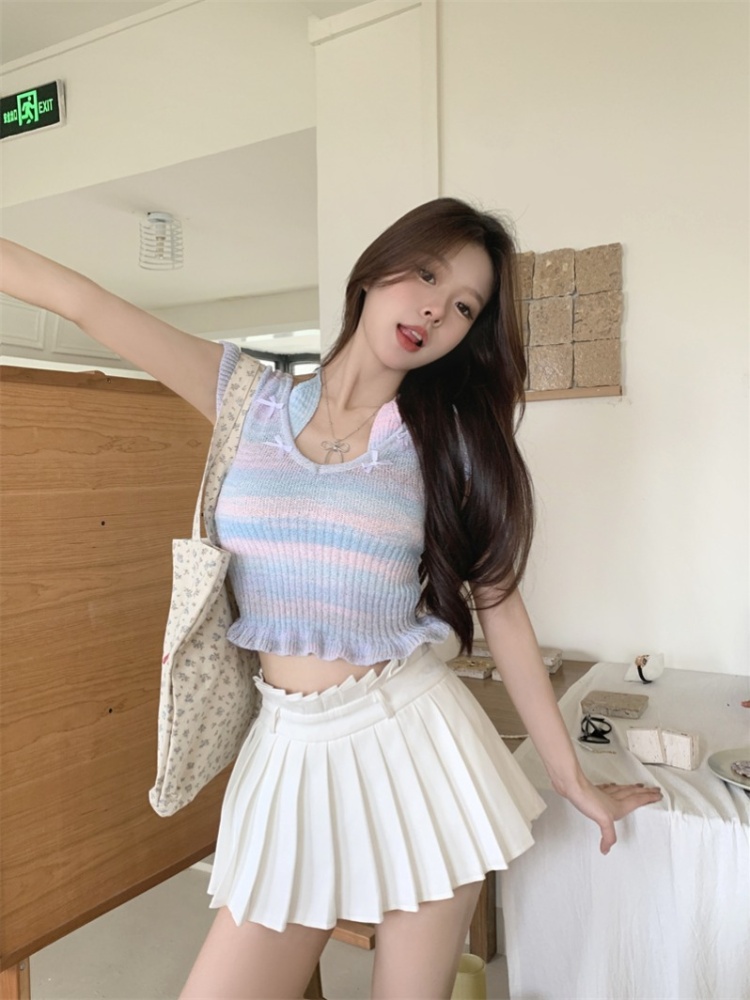 Boats sleeve bow sweater short short sleeve T-shirt