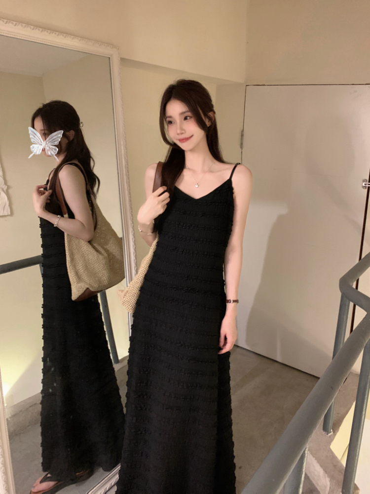 A-line all-match dress sling simple long dress for women