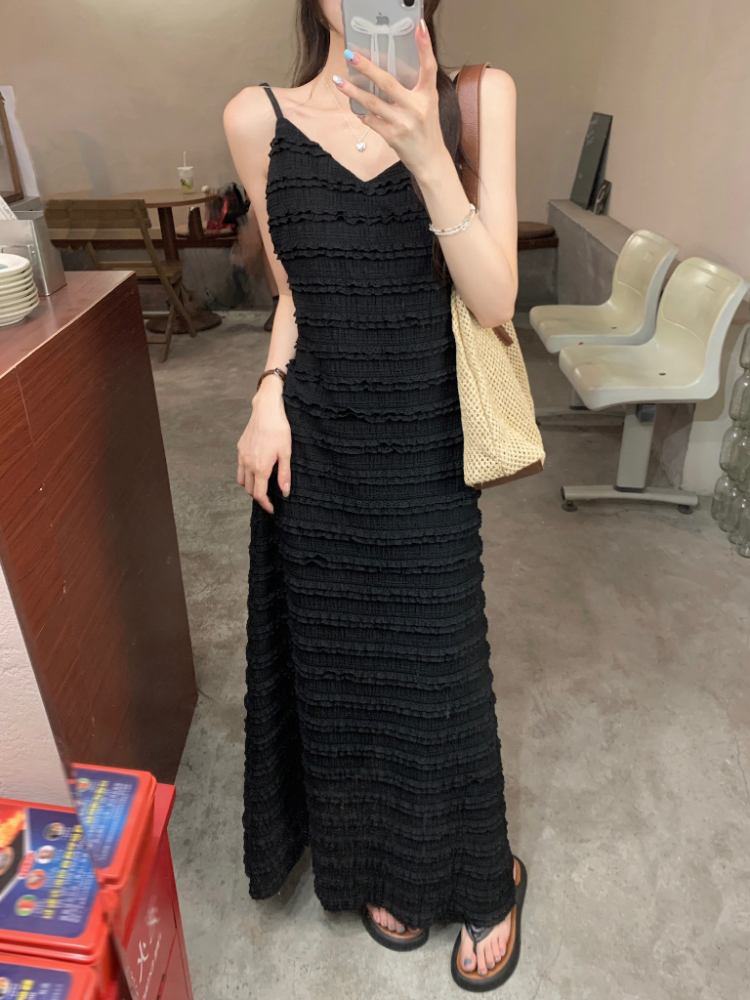 A-line all-match dress sling simple long dress for women