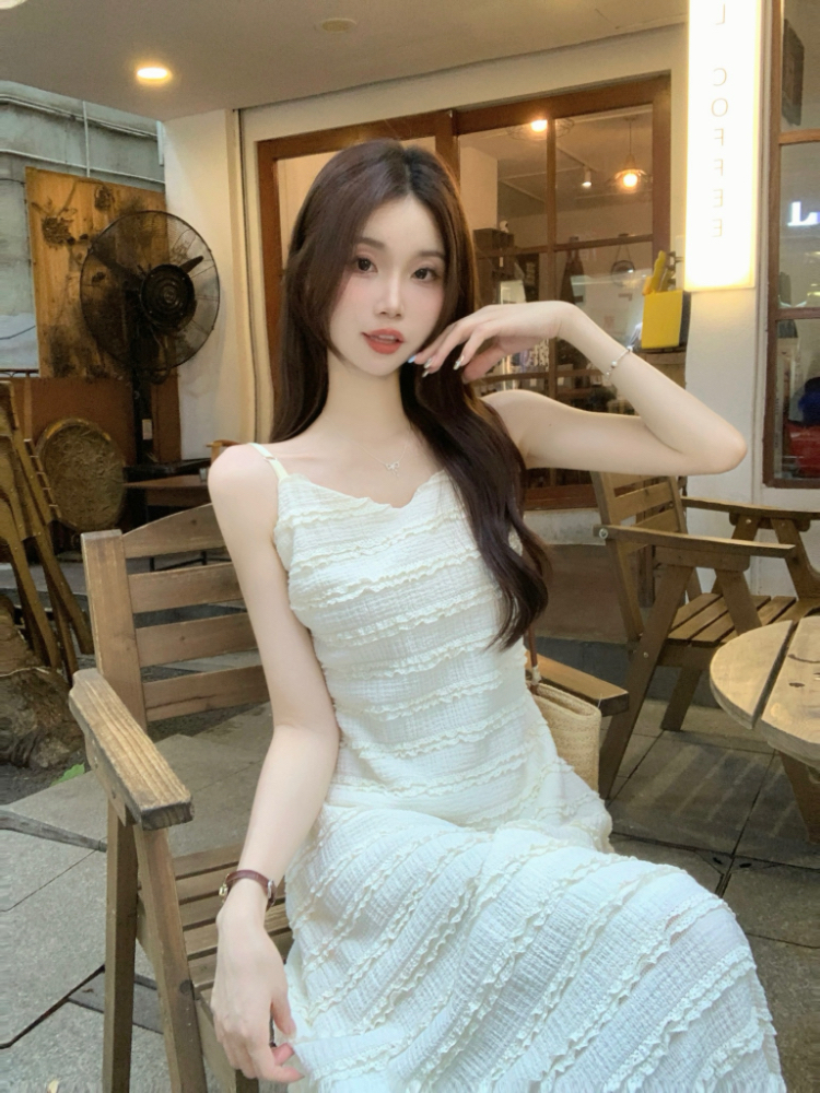 A-line all-match dress sling simple long dress for women