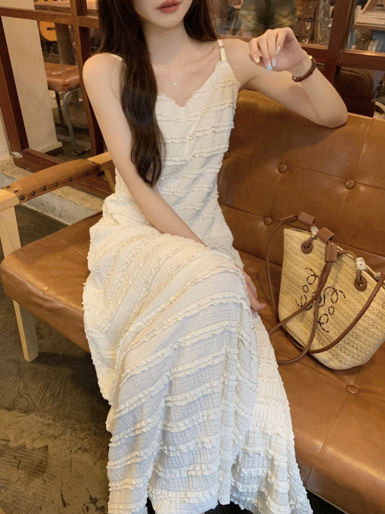 A-line all-match dress sling simple long dress for women