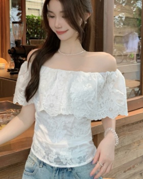 Summer white embroidery tops thin short sleeve shirt for women