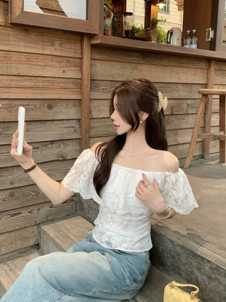 Summer white embroidery tops thin short sleeve shirt for women