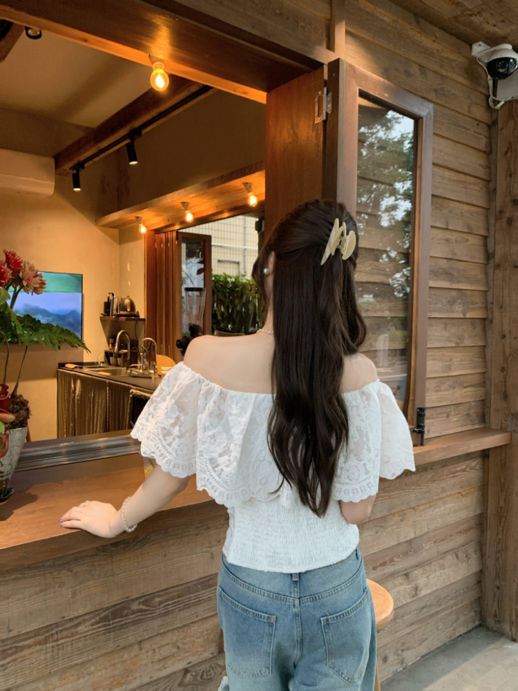 Summer white embroidery tops thin short sleeve shirt for women