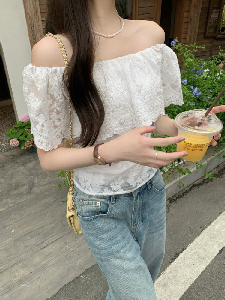 Summer white embroidery tops thin short sleeve shirt for women