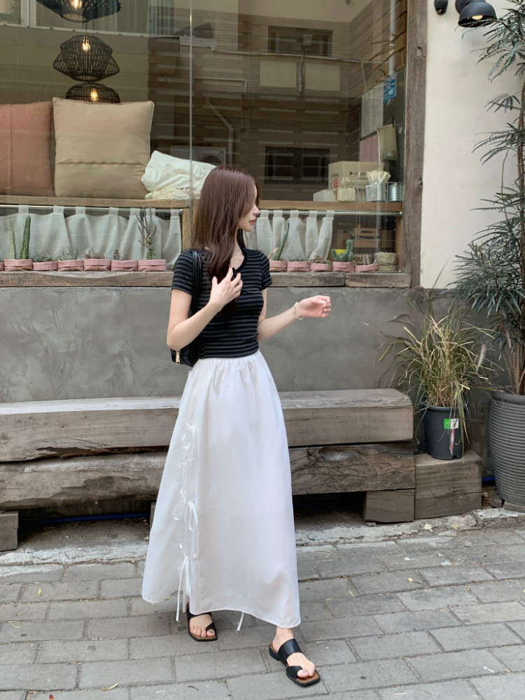 Slim high waist bow frenum Korean style niche skirt