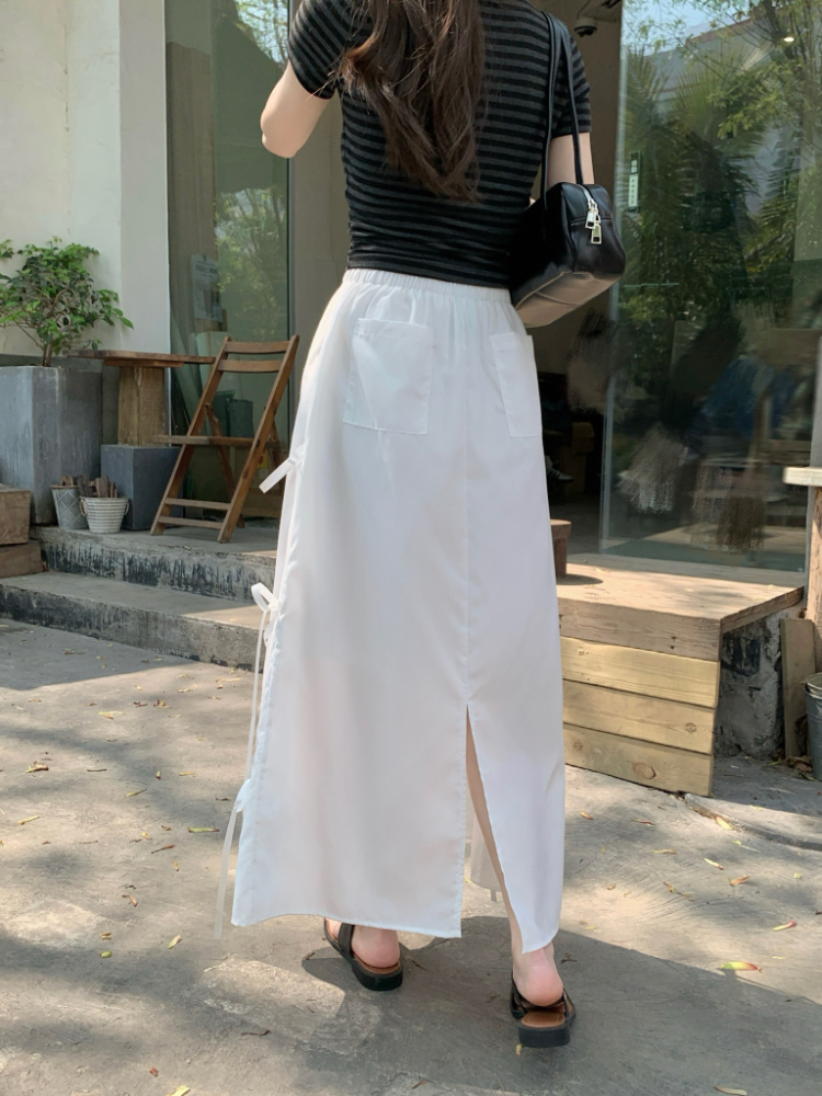 Slim high waist bow frenum Korean style niche skirt