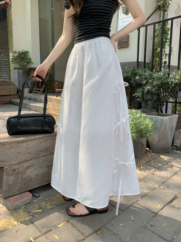Slim high waist bow frenum Korean style niche skirt