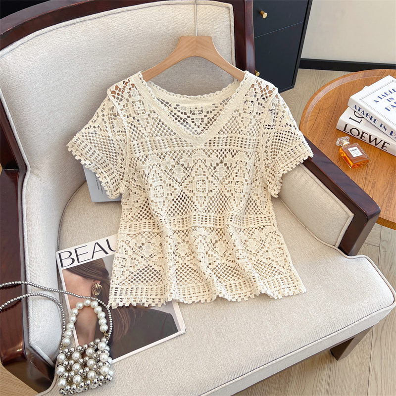 Lace fashion sweater Western style temperament tops