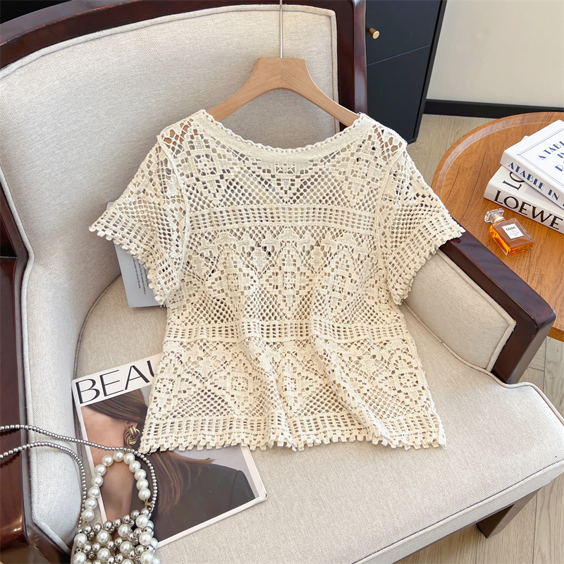 Lace fashion sweater Western style temperament tops