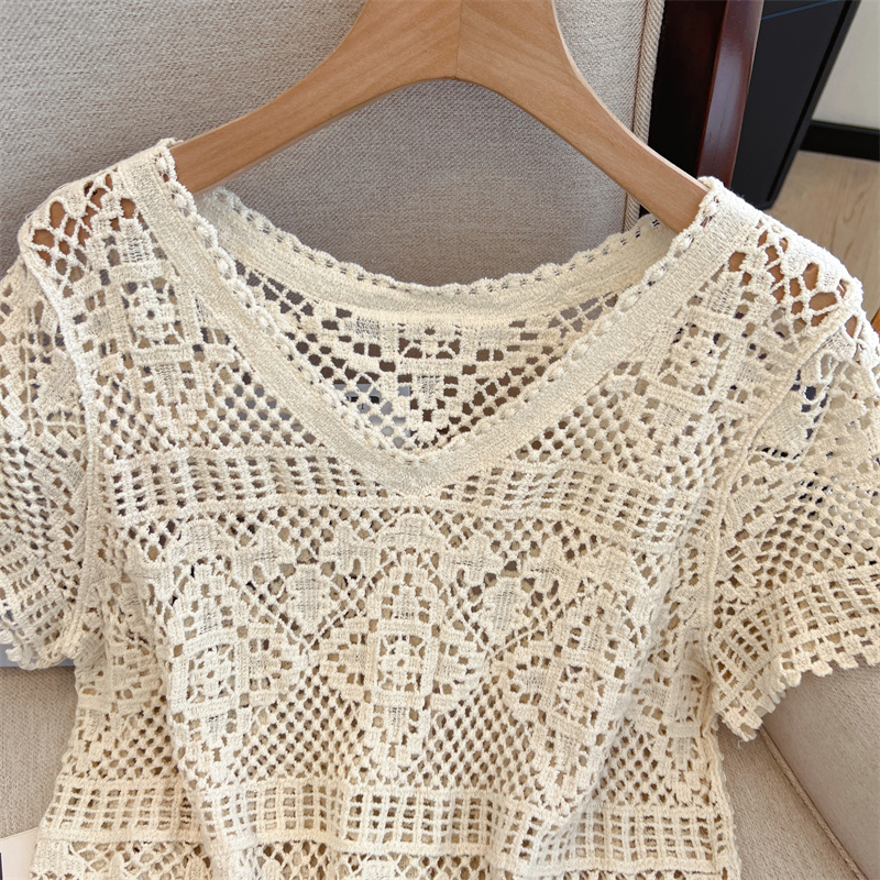 Lace fashion sweater Western style temperament tops