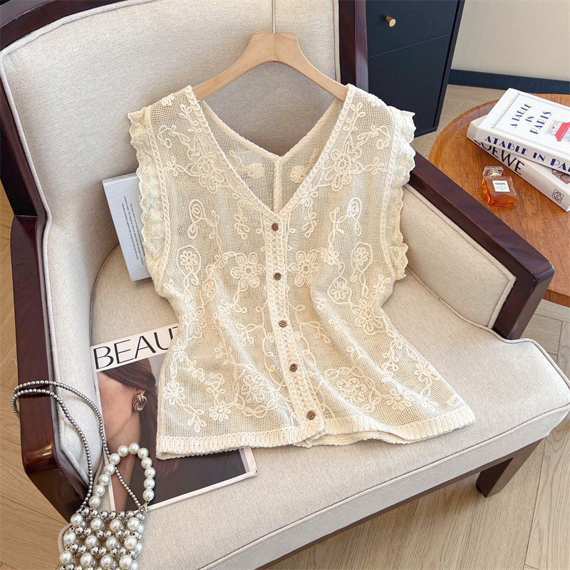 France style V-neck vest temperament tops for women