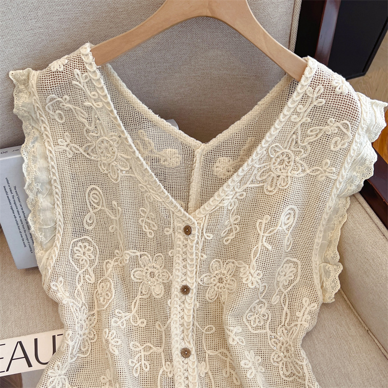 France style V-neck vest temperament tops for women